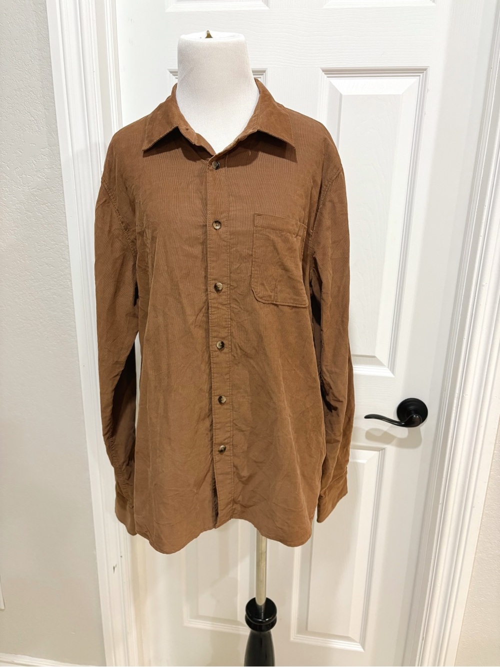FRAME Women’s 100% Cotton Light Brown Slim Corduroy Button-Up Medium